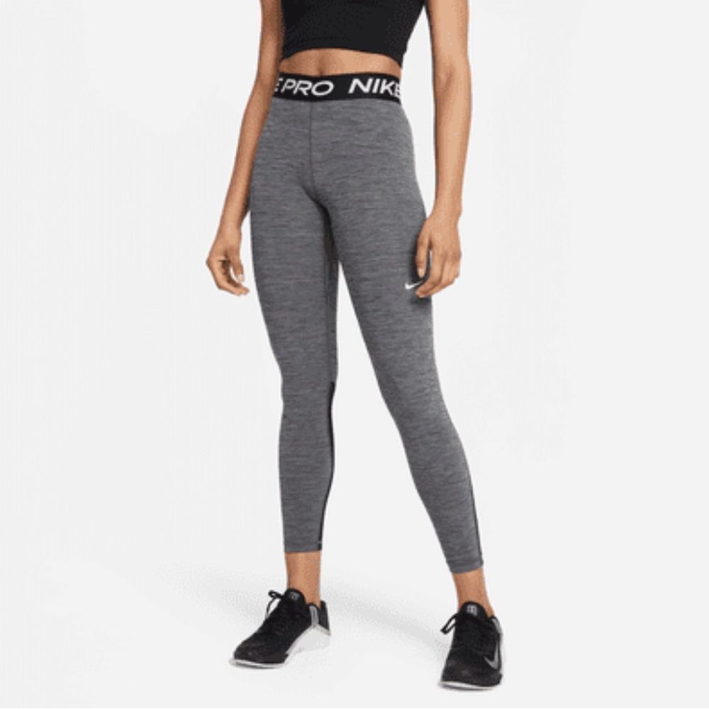 Nike Pro Dri-Fit Mid-Rise Cropped Leggings Gray Black Womens m DC5393 010 New